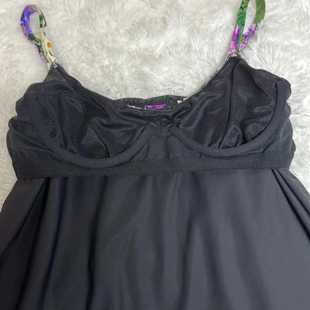 Floral Tankini Top with Adjustable Straps Opens in Front and Back Sz 14 - Picture 4 of 8